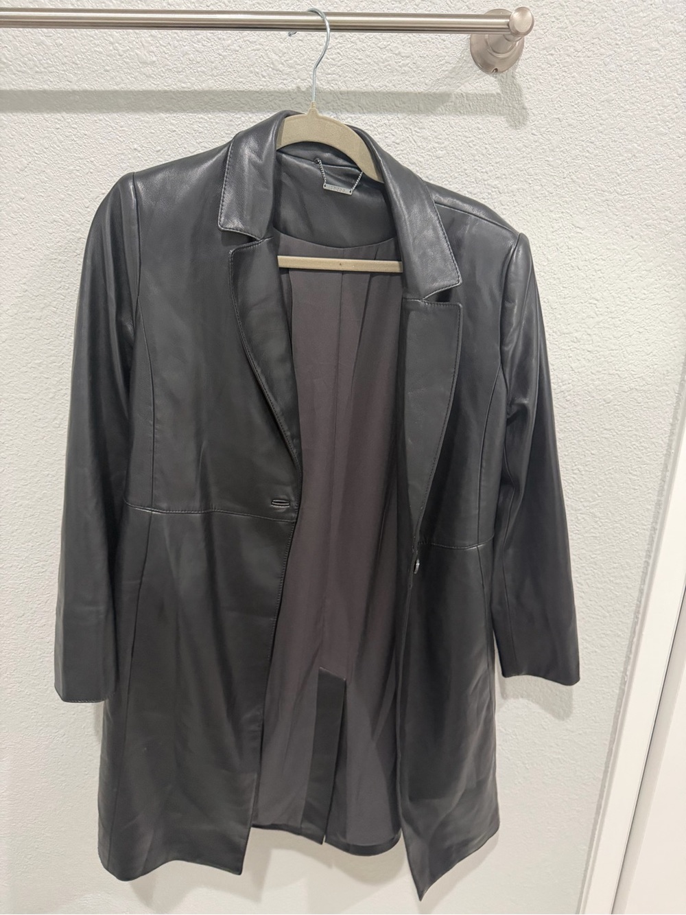 Chico's Black Leather Longline Jacket